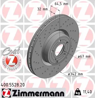 Disque de frein ZIMMERMANN 400.5528.20