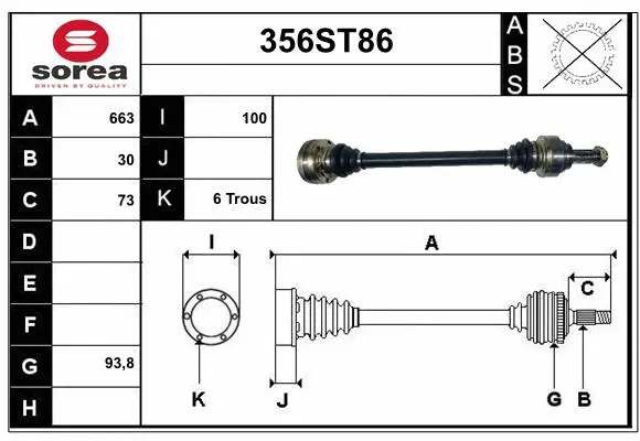 Arbre de transmission STARTCAR 356ST86