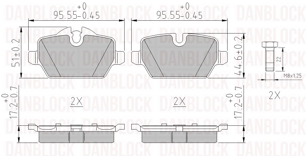 Kit de plaquettes de frein, frein à disque DANBLOCK DB 510508