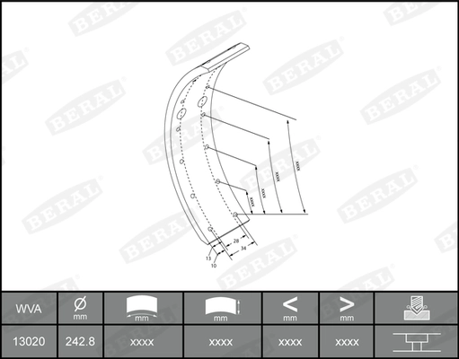 Kit de garnitures de frein, frein à tambour BERAL KBL13020.0-1561