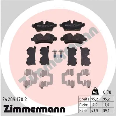 Kit de plaquettes de frein, frein à disque ZIMMERMANN 24289.170.2