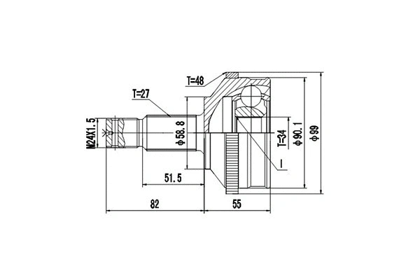 Jeu de joints, arbre de transmission DYNAMATRIX DCV810059