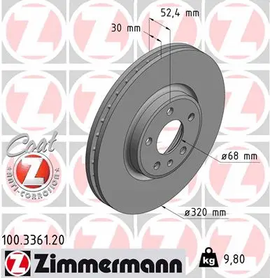Disque de frein ZIMMERMANN 100.3361.20