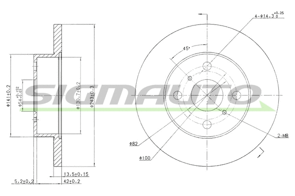Disque de frein SIGMAUTO DBA279S