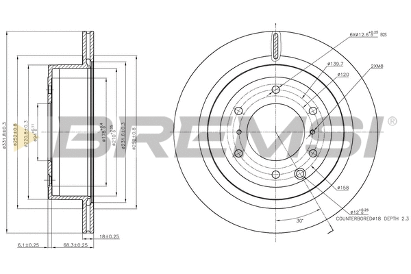 Disque de frein BREMSI CD7965V