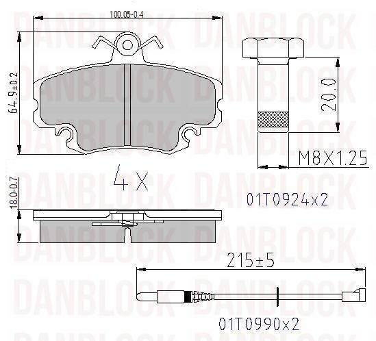 Kit de plaquettes de frein, frein à disque DANBLOCK DB 510434