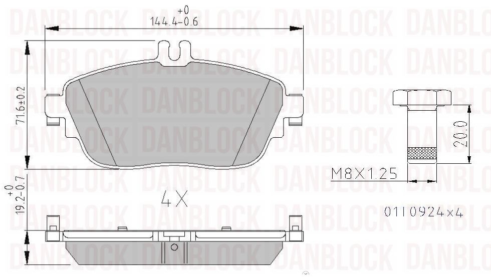 Kit de plaquettes de frein, frein à disque DANBLOCK DB 511064