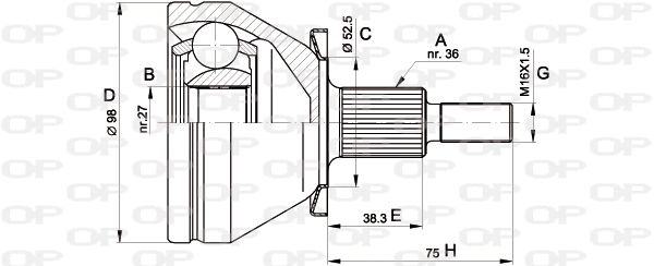 Jeu de joints, arbre de transmission OPEN PARTS CVJ5435.10