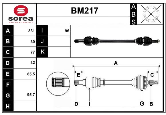 Arbre de transmission SERA BM217