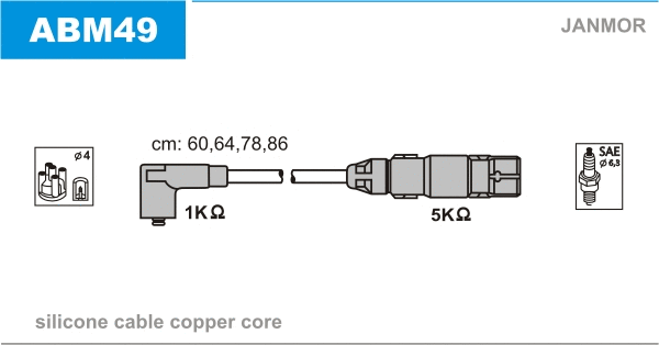 Kit de câbles d'allumage JANMOR ABM49