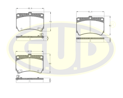 Kit de plaquettes de frein, frein à disque G.U.D. GBP021242