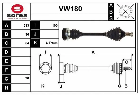 Arbre de transmission SERA VW180