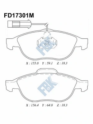 Kit de plaquettes de frein, frein à disque FBK FD17301M