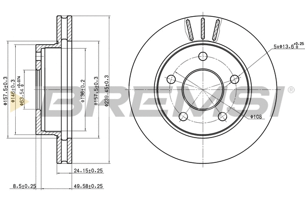 Disque de frein BREMSI CD6370V
