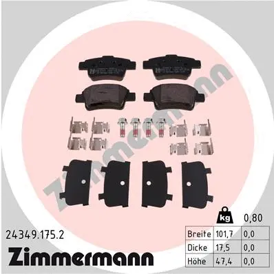 Kit de plaquettes de frein, frein à disque ZIMMERMANN 24349.175.2