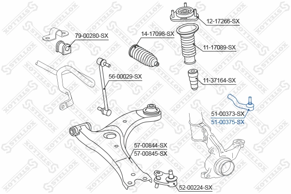 Rotule de barre de connexion STELLOX 51-00375-SX
