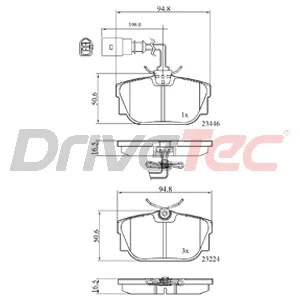 Kit de plaquettes de frein, frein à disque DriveTec DPAD1541
