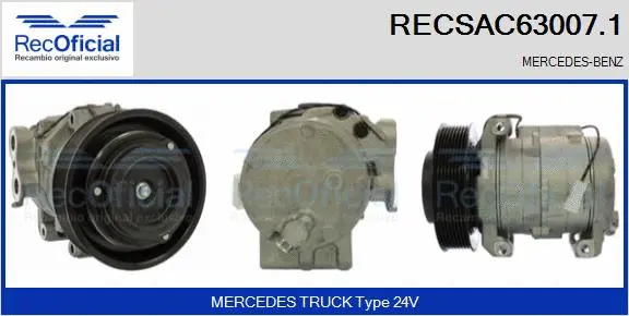 Compresseur, climatisation RECOFICIAL RECSAC63007.1