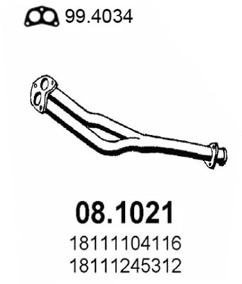 Tuyau d'échappement ASSO 08.1021