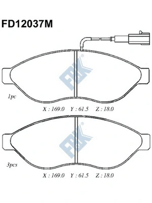 Kit de plaquettes de frein, frein à disque FBK FD12037M