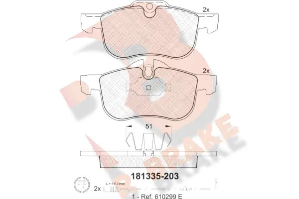 Kit de plaquettes de frein, frein à disque R BRAKE RB1335