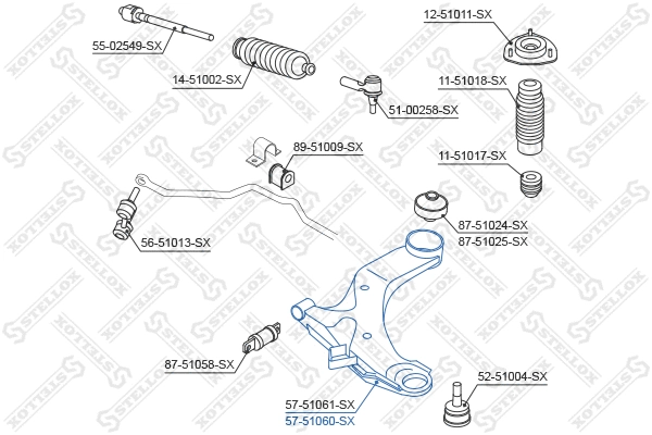 Bras de liaison, suspension de roue STELLOX 57-51060-SX