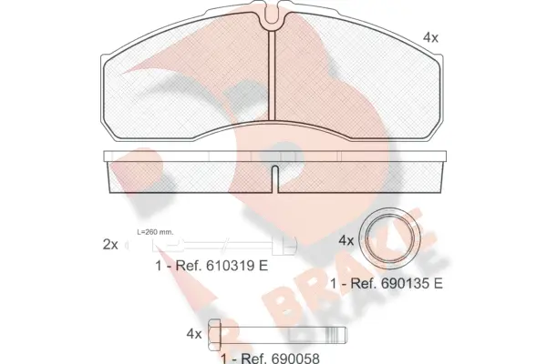 Kit de plaquettes de frein, frein à disque R BRAKE RB1499