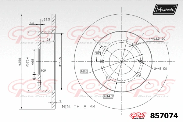 Disque de frein MAXTECH 857074