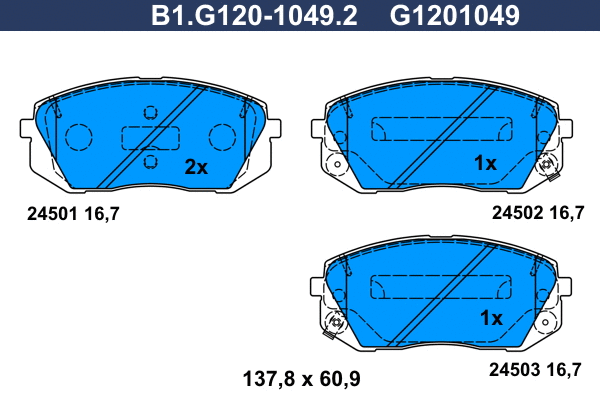 Kit de plaquettes de frein, frein à disque GALFER B1.G120-1049.2