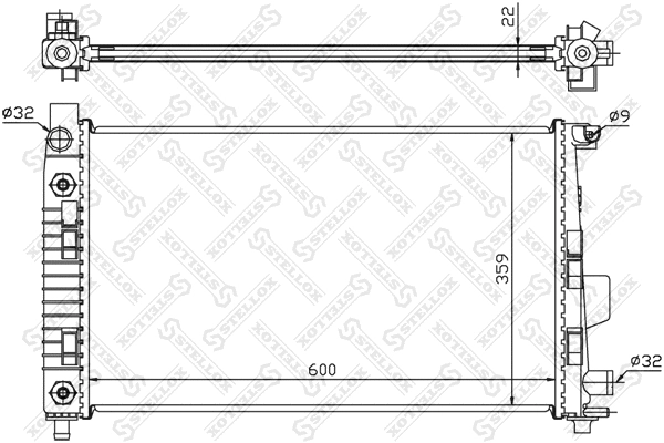 Radiateur, refroidissement du moteur STELLOX 10-25932-SX