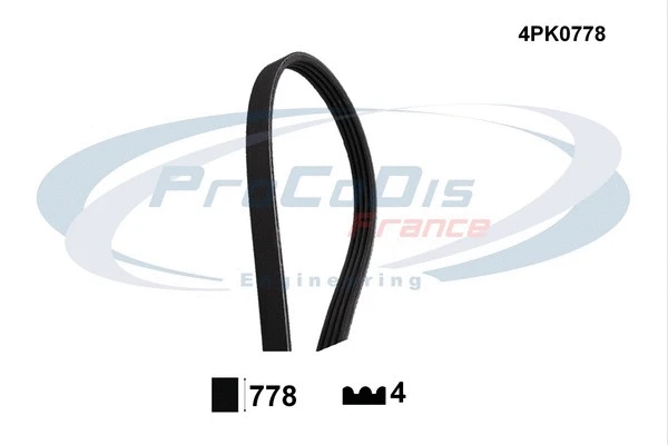 Courroie trapézoïdale à nervures PROCODIS FRANCE 4PK0778