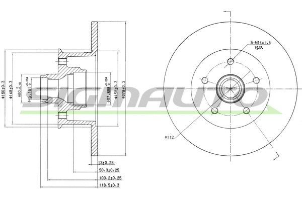Disque de frein SIGMAUTO DBA057S