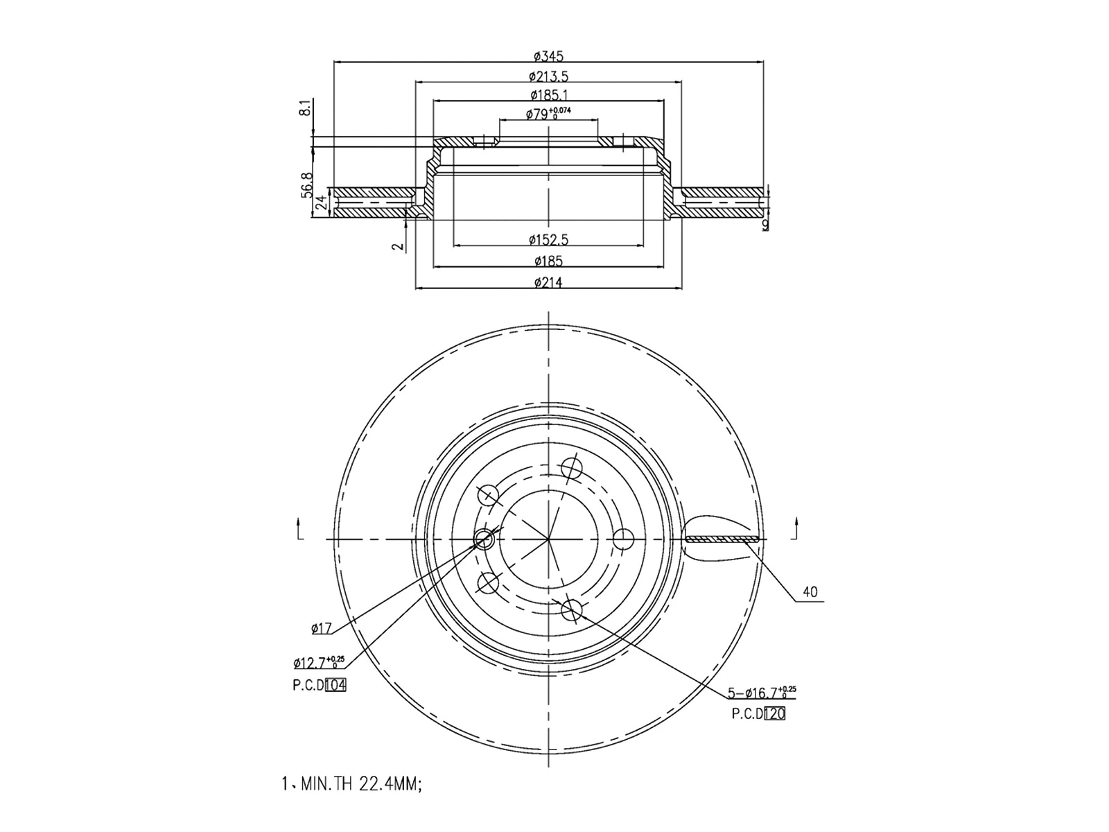 Disque de frein A.Z. Meisterteile AZMT-44-024-1418