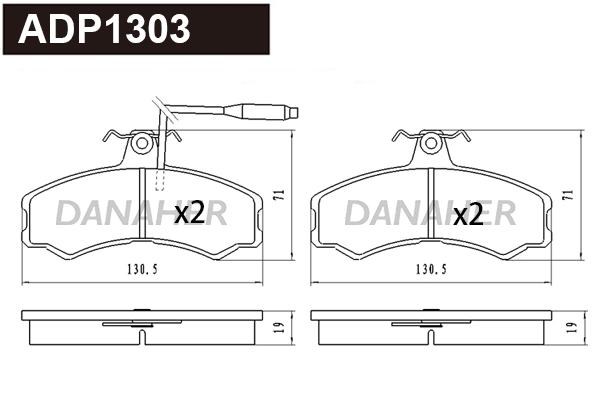 Kit de plaquettes de frein, frein à disque DANAHER ADP1303