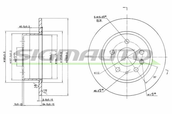 Disque de frein SIGMAUTO DBA003S