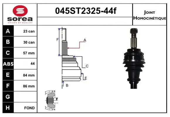 Jeu de joints, arbre de transmission STARTCAR 045ST2325-44f