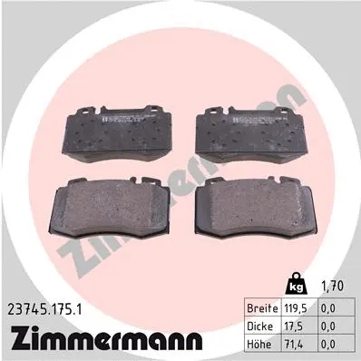 Kit de plaquettes de frein, frein à disque ZIMMERMANN 23745.175.1