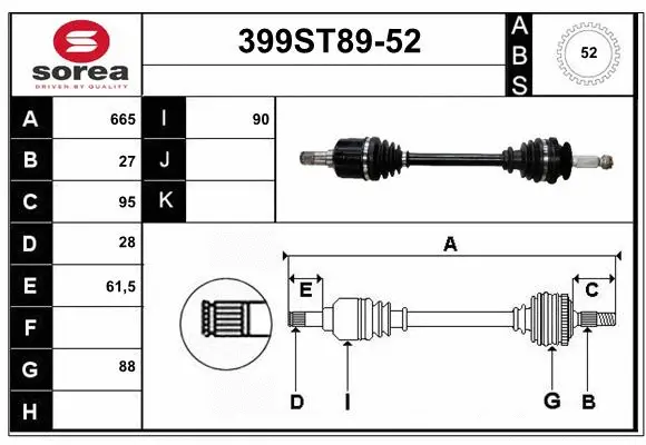 Arbre de transmission STARTCAR 399ST89-52