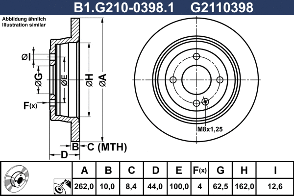 Disque de frein GALFER B1.G210-0398.1