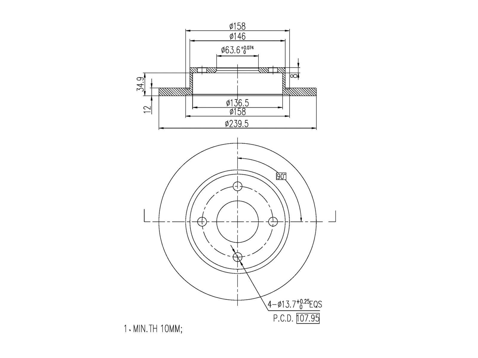 Disque de frein A.Z. Meisterteile AZMT-44-024-1513
