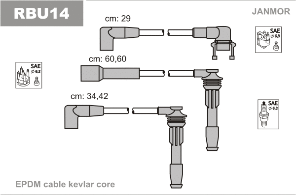 Kit de câbles d'allumage JANMOR RBU14