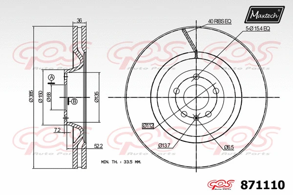 Disque de frein MAXTECH 871110
