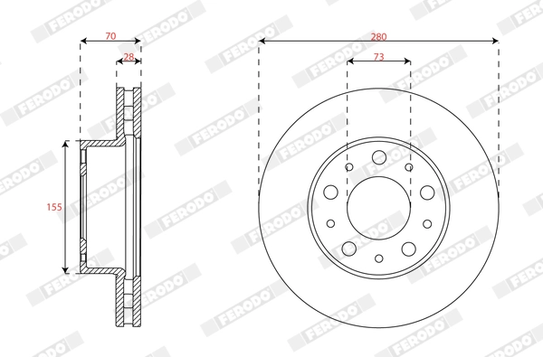 Disque de frein FERODO DDF3072C