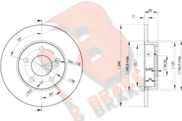 Disque de frein R BRAKE 78RBD21437