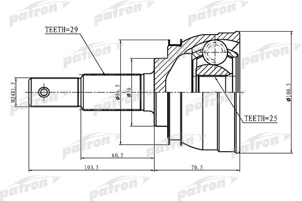 Jeu de joints, arbre de transmission PATRON PCV1199