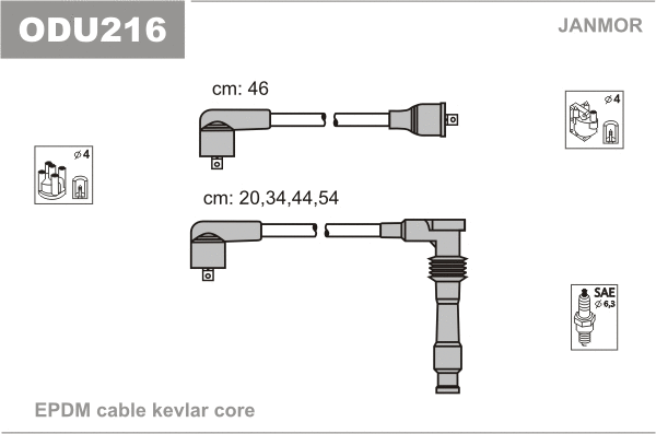 Kit de câbles d'allumage JANMOR ODU216