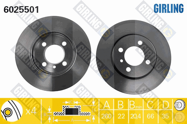 Disque de frein GIRLING 6025501