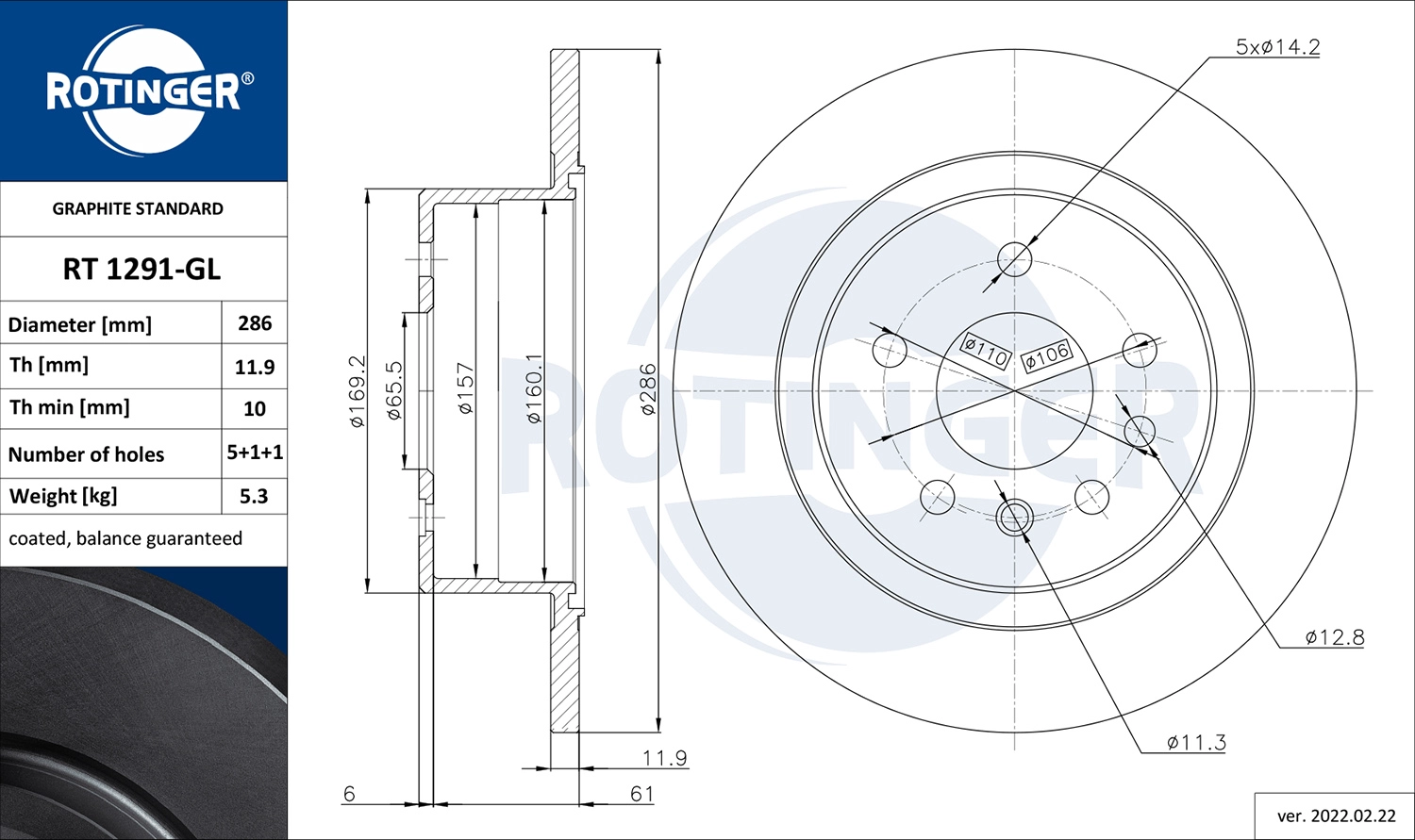 Disque de frein ROTINGER RT 1291-GL