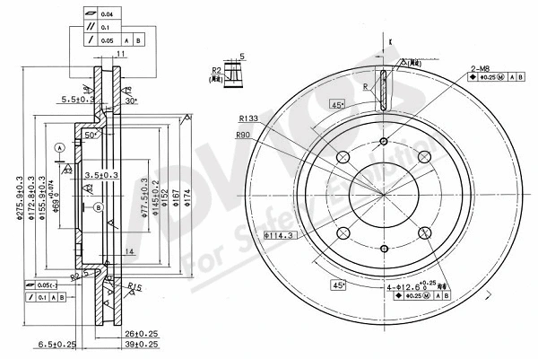 Disque de frein ADVICS-SEA D6F516