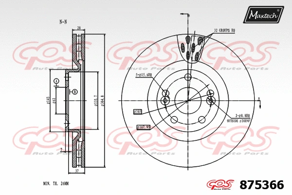 Disque de frein MAXTECH 875366